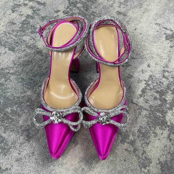 New Mach & Mach Double Bow Platform Crystal Sparkle Pointed Toe Heels Sz 37 - Picture 4 of 17